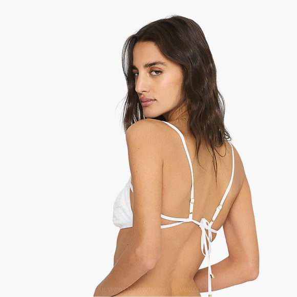 NWT BEACH BUNNY
White RIO STRAPPY BRALETTE-Bikini Top with Gold Heart Detail - Picture 2 of 10